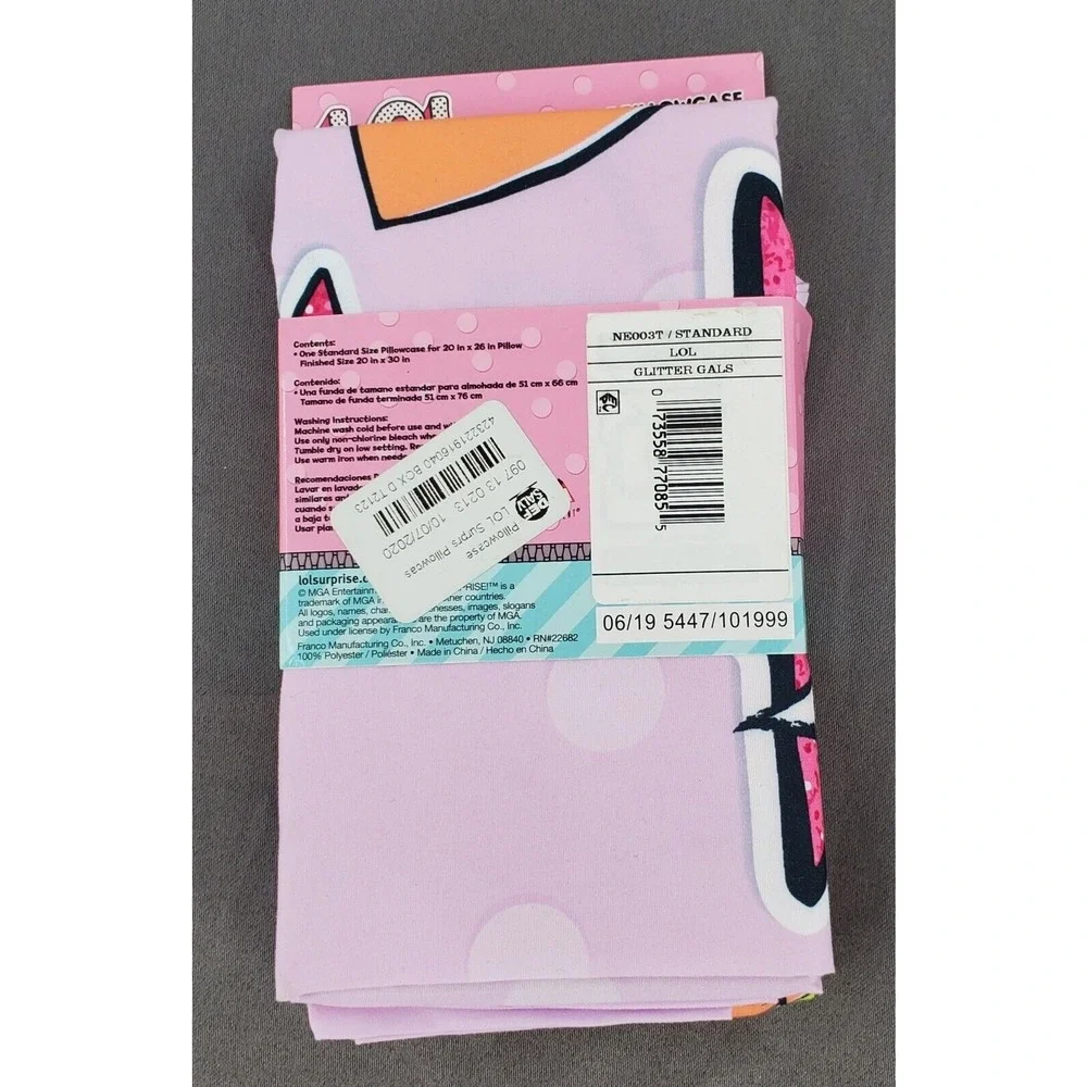 LOL Surprise Glitter Gals Reversible‎ Standard Pillowcase Pink Multicolor 20x30